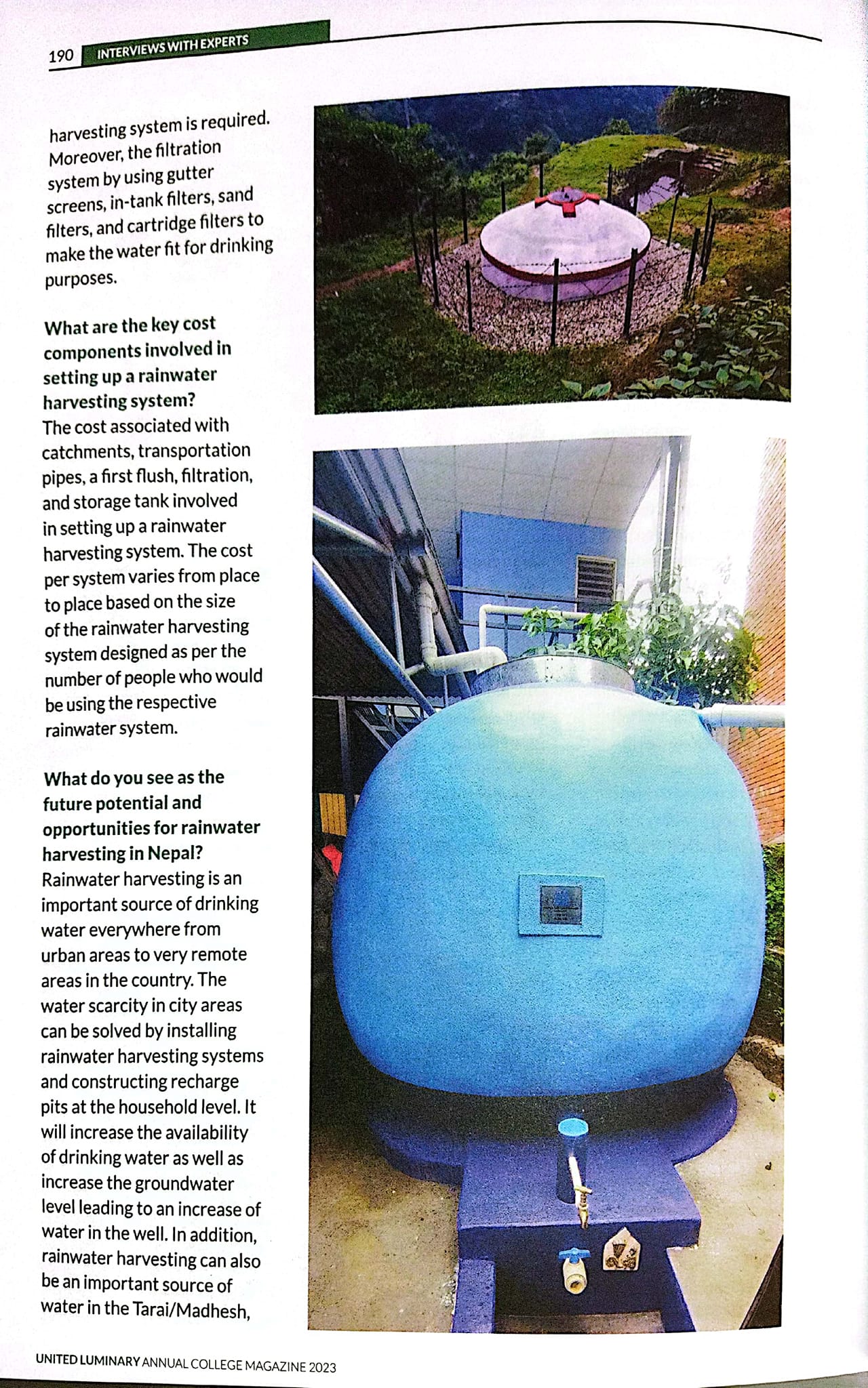 Luminary annual magazine features the importance of rainwater ...