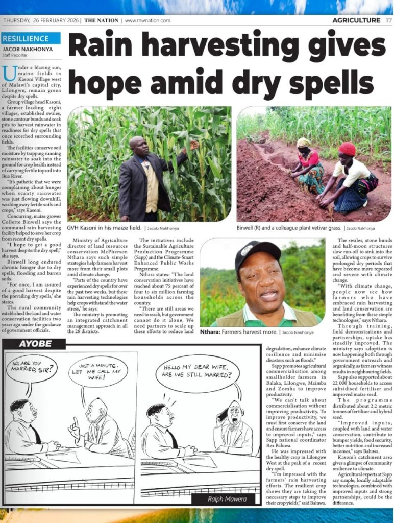 Rain harvesting helps crops facing water stress